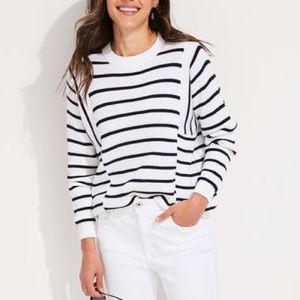 Vineyard vines mixed stripe black and white crewneck sweater